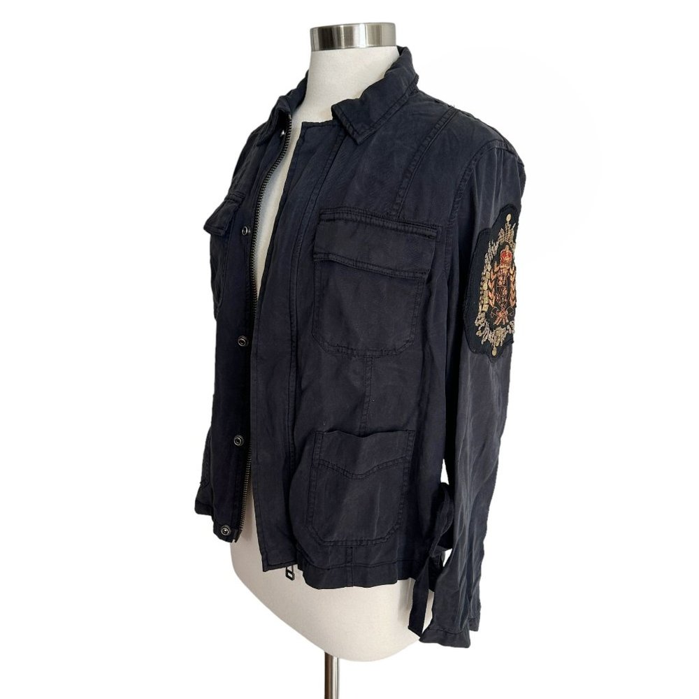 Pam & Gela SMALL Black Femininist Gangsta Cargo Pocket Side Tie Parka Jacket